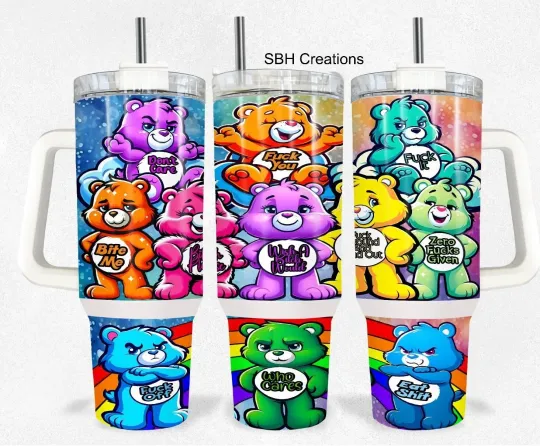 Discover 40oz Adult Care bear theme Tumbler