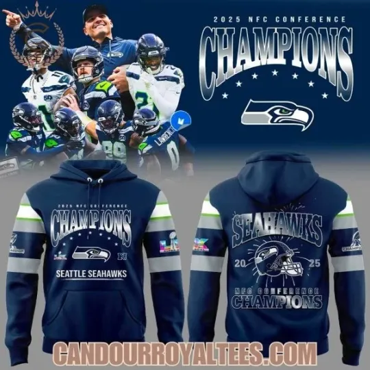Discover Seattle Seahawk 2025 NFC Conference Champions 3D Hoodie