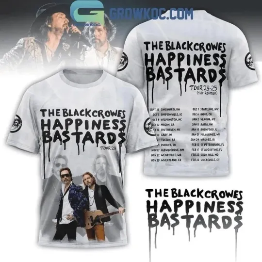 Discover The Black Crowes Happiness Bastards Tour 2024-2025 3D T-Shirt