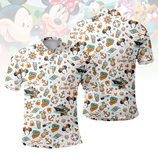 Discover Life Of A Cruise Girl Polo Shirt, Disney Cruise Line Minnie Girls Trip Polo, Disney Magic Wonder Fantasy Wish Destiny Adventure Shirt