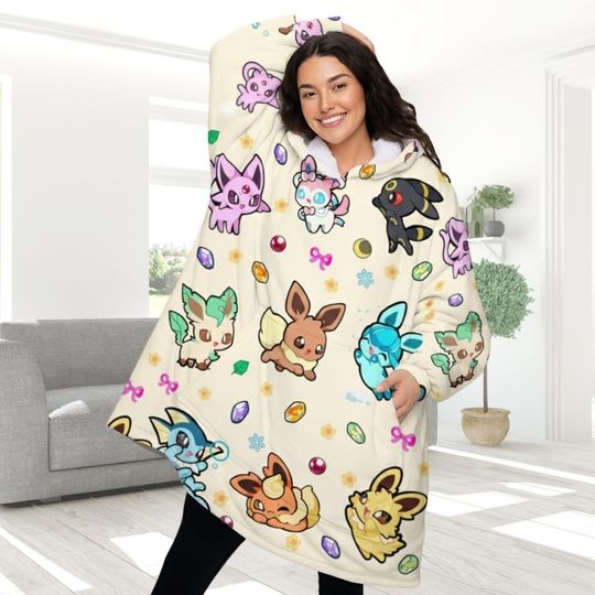 Discover Anime Blanket Hoodie, All-Over Print Pullover Hoodie, Cozy Anime Hoodie