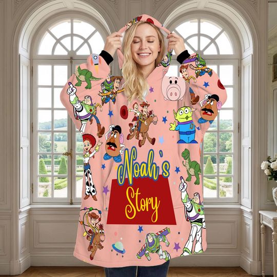Discover Toy Story Blanket Hoodie, Personalized Name Wearable Blanket, Oversized Hooded Blanket for Kids and Adults