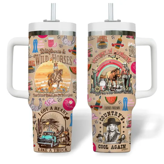 Discover Western Cowgirl Floral Horse Music Quote Tumbler With Handle – 40oz