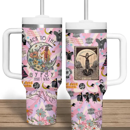 Discover Boho Rock Female Singer Inspired Tumbler With Handle – 40oz