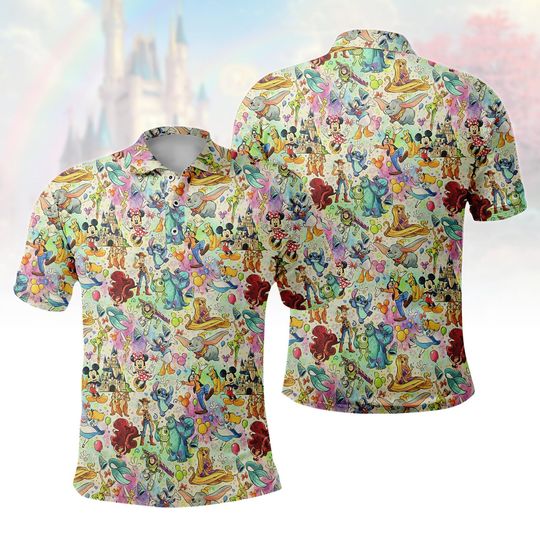 Discover Disney Mickey And Friends WaterColor Polo Shirt, Unisex Polo Shirt, Disneyland Shirt, Disneyworld Shirt, Magic Kingdom Gift For Him Her