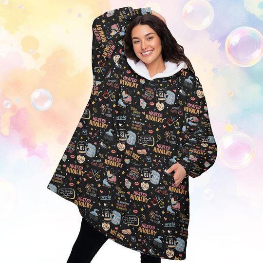 Discover Heated Rivalry Romance Blanket Hoodie for Couples, Movie & Book Fans, Hudson Connor Pocket Hoodie