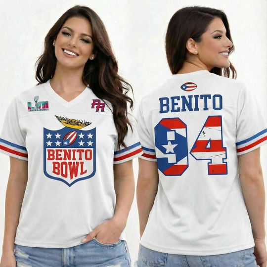Discover Bunny Football Benito Jersey, Custom Bunny Bowl 2026 Shirt, Puerto Rico Team #94 Football Jersey, Mesh Jersey, Sports Shirt, Fan Apparel