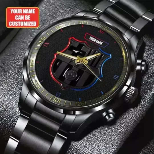 Discover Personalized Barcelona FC Black Stainless Steel Watch