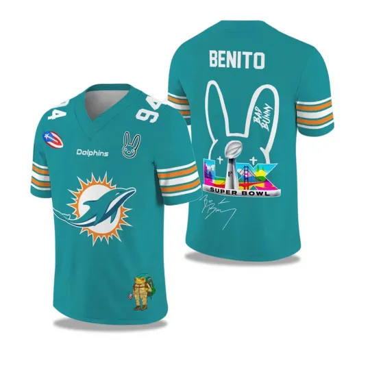 Discover Dolphins Bad Bunny Bowl Football Jersey, Gift for Fans