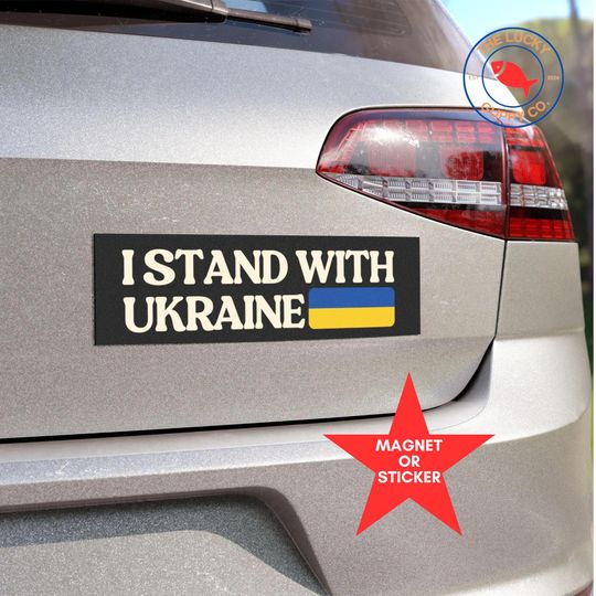 Discover I stand with Ukraine bumper sticker, coexist car sticker, save democracy, defend president Zelensky