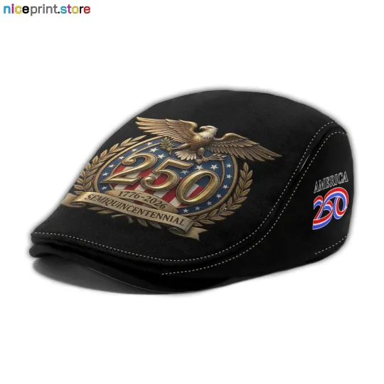 Discover America 250th Anniversary Flat Cap 1776–2026 Driver Hat USA Golf Cap, Jeff Cap