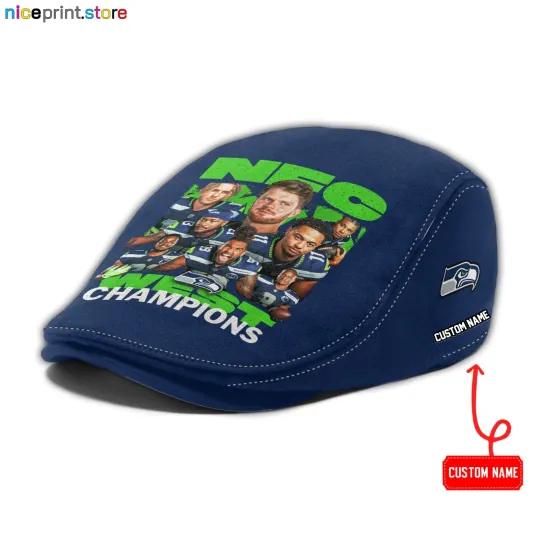 Seattle Team Seahawks 2025 NFC West Champion Jeff Cap Seahawks Flat Cap 2025 NFC