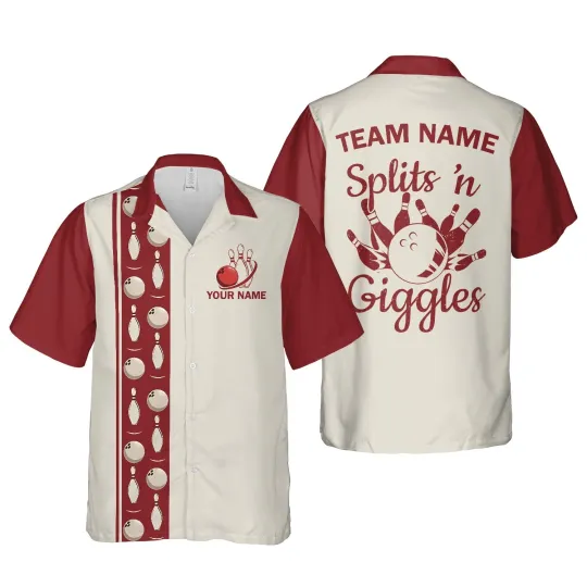 Discover Custom Name Splits'n Giggles Bowling Hawaiian Shirt For Men