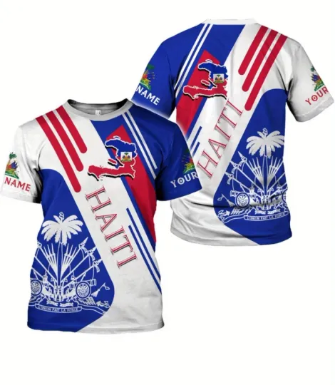 Personalized Haiti Pride Flag Shirt, Custome Haitian Pride 3D Shirt Men Women