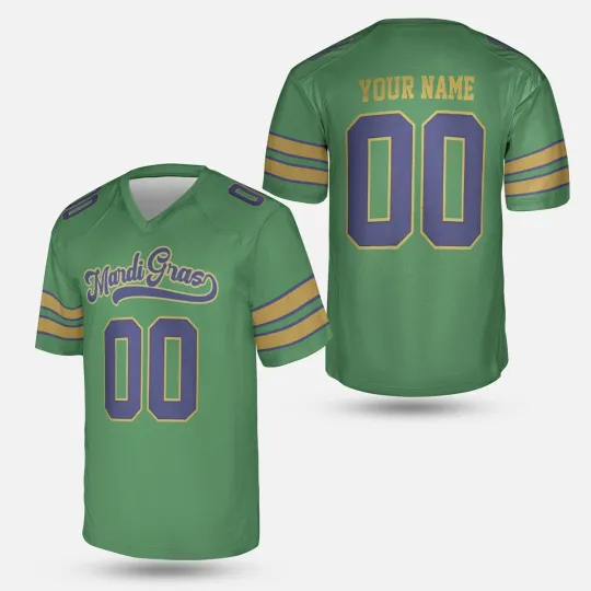 Personalized Mardi Gras Glitter Football Jersey, Custom Mardi Gras Football Team