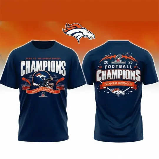 Denver Broncos 2025-26 AFC Championship Champions Helmet TShirt