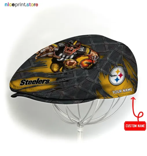 Discover Pittsburgh Team Steeler Jeff Cap Steeler Newsboy Cap football Golf Cap football Flat Cap