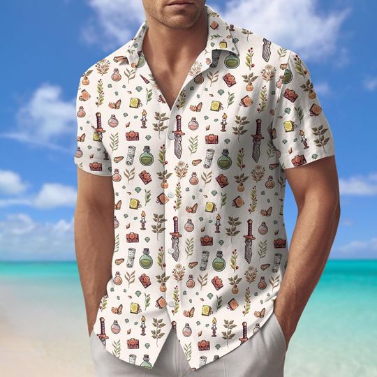 DnD Gaming Hawaiian Shirt, Dungeon Master Button Down Shirt, Dungeons & Dragons Clothing
