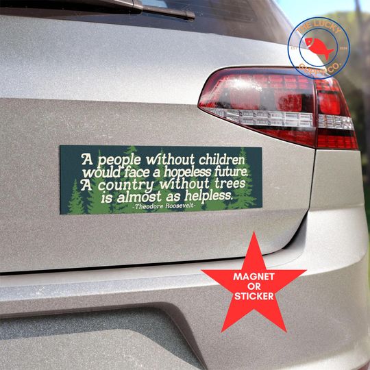Discover a country without trees quote sticker, pro conservation bumper sticker, I love Mother Earth, save our public parks, save your local planet