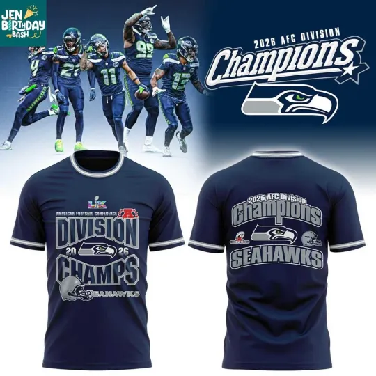 Discover Seattle Seawhawk 2026 Afc Division Champions Locker Room Reprint 3D T-Shirt