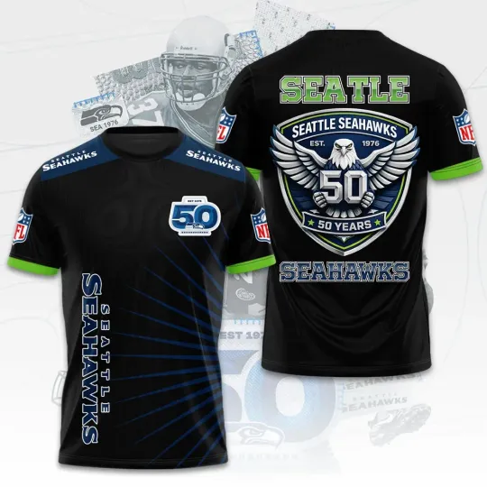Discover Seattle Seahawk 50Th Anniversary 3D Printed T-Shirt