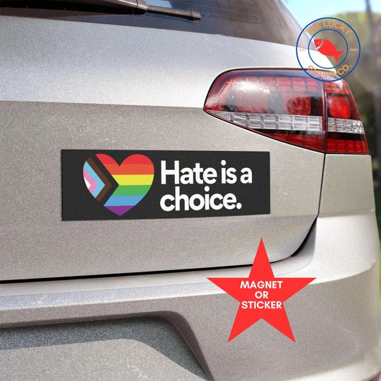 Discover hate is a choice bumper sticker, coexist car magnet, equality hurts no one, diversity strengthens democracy, pro diversity car magnet, FDT