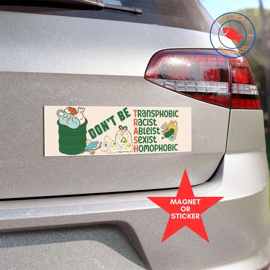 Discover dont be trash funny liberal bumper sticker, defend equality, equality is greater than division, are we great yet, foxtrot delta tango, FDT