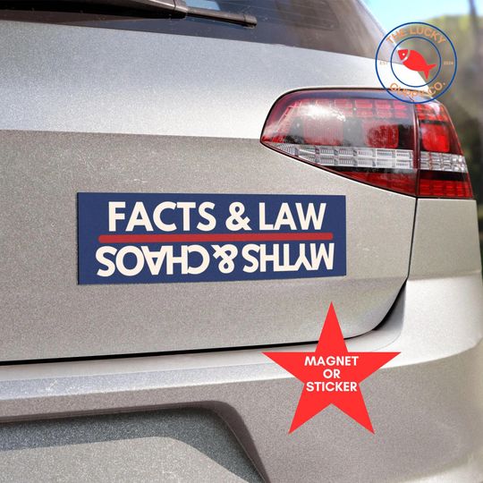 Discover facts and law over myths and chaos bumper sticker, with fear for our democracy I dissent, resist bumper sticker, leftist car magnet, FDT