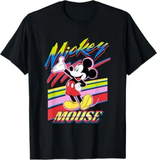 Discover Disney Mickey And Friends Vintage Rainbow Stripes T-Shirt, Gift For Friends
