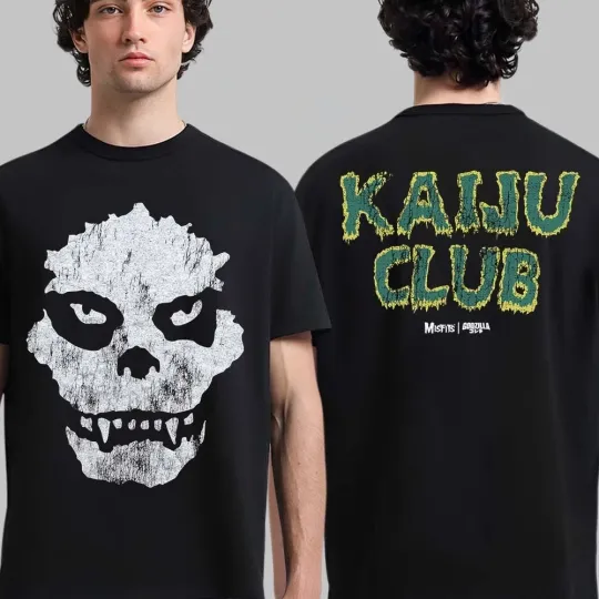 Misfits X god zilla Kaiju Club Fiend Skull Double Sided T-Shirt