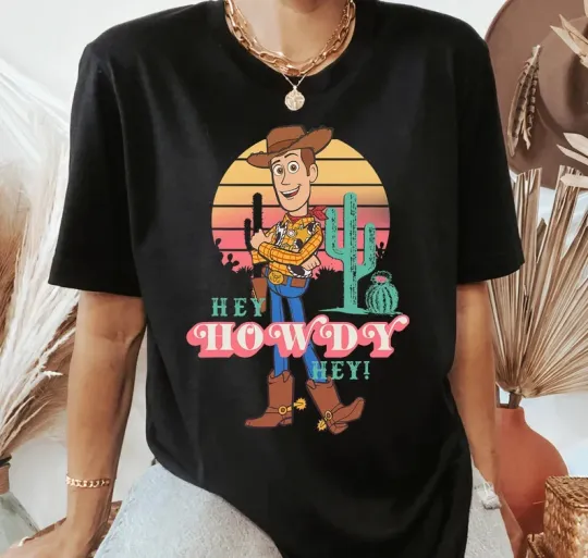 Discover Disney Toy Story 4 Woody Hey Howdy T-Shirt, Gift For Friends