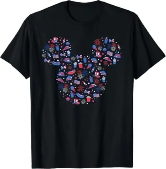 Discover Disney Mickey Mouse Head Icon Americana 4th Of July Treats T-Shirt