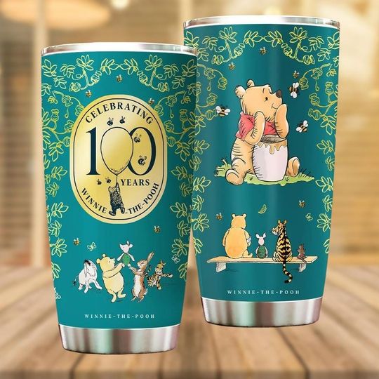 Discover Winnie The Pooh 100th Anniversary Tumbler 20oz 30oz, Disney 100 Years Friendship Water Tumbler, Classic Pooh Lover 2026 Travel Cup