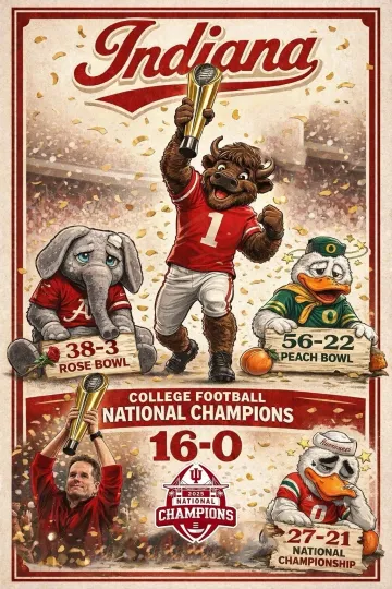 Discover Indiana Hoosiers 2025-2026 Football National Championship Poster