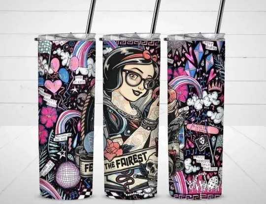 Snow White Tumbler with Lid and Straw