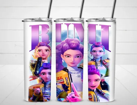 KPop Demon Hunters Rumi Huntrix Tumbler with Lid and Straw, Gift for Friends
