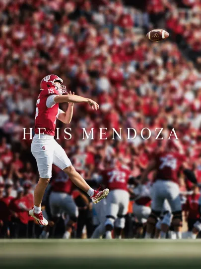 Discover He Is Mendoza Indiana Hoosiers CFP 2026 Vertical Poster