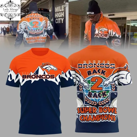 Discover Denver Bronco Back 2 Back Super Bowl Champions T-shirt All Sizes