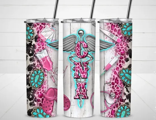 Discover CNA Nurse Tumbler with Lid and Straw, Gift for Friends