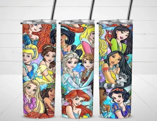 Discover Disney Princess Tumbler with Lid and Straw, Gift for Friends