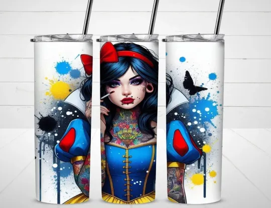 Snow White Tumbler with Lid and Straw, Gift for Friends