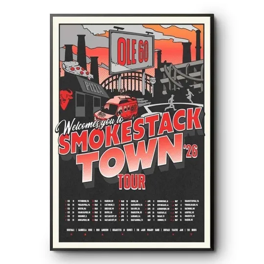 Discover Smokestack Town Tour 2026 Poster Print Music Concert Wall Decor