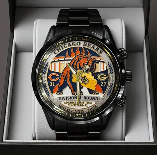 Discover Chicago Bear Wild Card 2026 Black Stainless Steel Watch