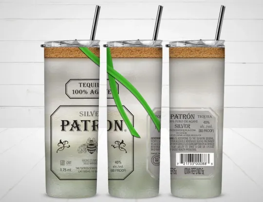 Discover Patron Silver Tequila Tumbler with Lid and Straw, Gift for Friends