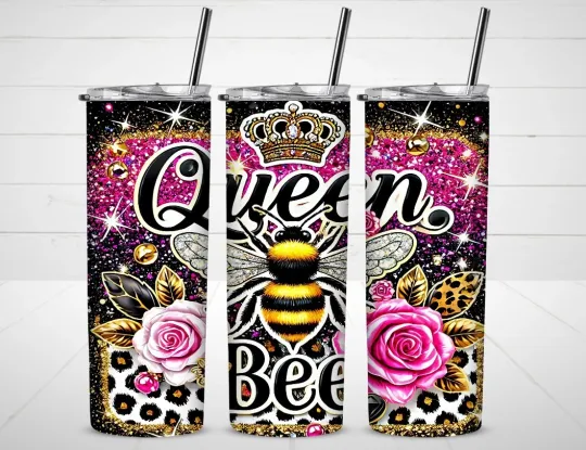Discover Queen Bee Tumbler with Lid and Straw, Gift for Friends