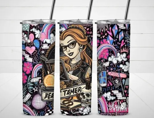 Princess Belle Tumbler with Lid and Straw, Gift for Friends