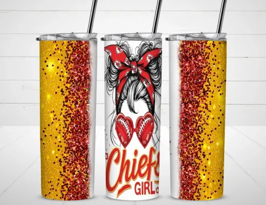 Discover Chiefs Girl Tumbler with Lid and Straw, Gift for Friends