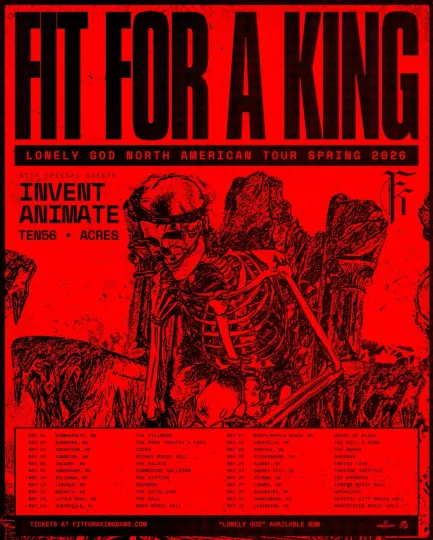 Fit For A King Lonely God North America Tour 2026 Vertical Poster