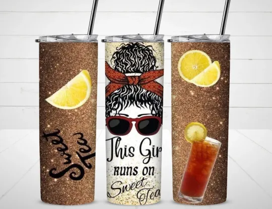 Discover This Girl Runs on Sweet Tea Tumbler with Lid and Straw, Gift for Friends