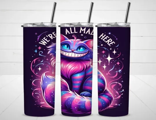 Discover Cheshire Cat Wonderland Tumbler with Lid and Straw, Gift for Friends